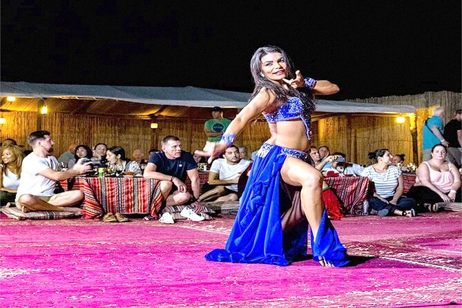 6-Hour Dubai Desert Dinner Safari with Dune Bashing & Camel Ride - BBQ buffet dinner and live tanura dancing