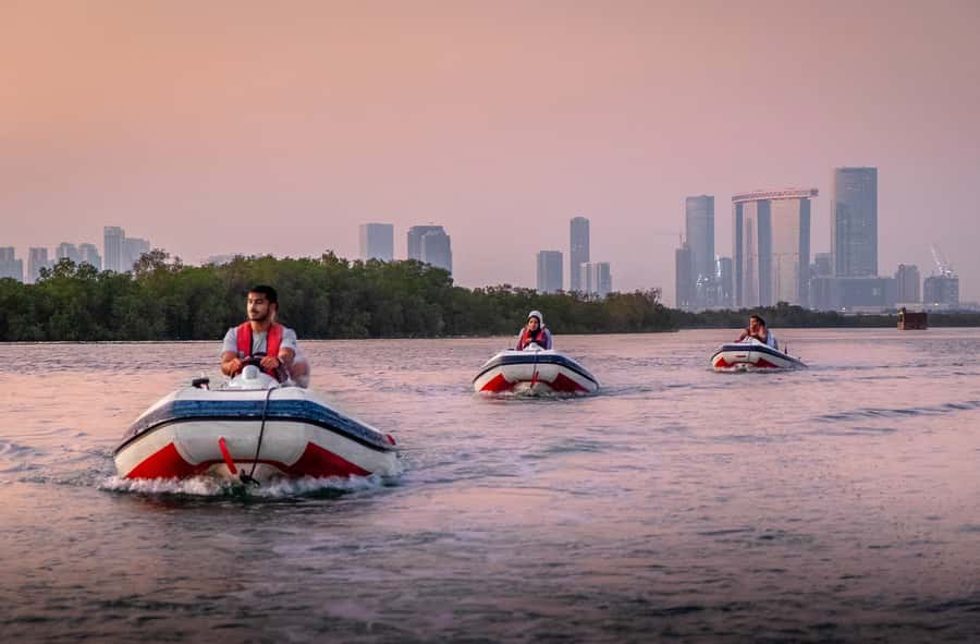 Abu Dhabi: Yas Island Self-Driving Guided Speedboat Tour - Heritage Island, ostriches, and gazelles