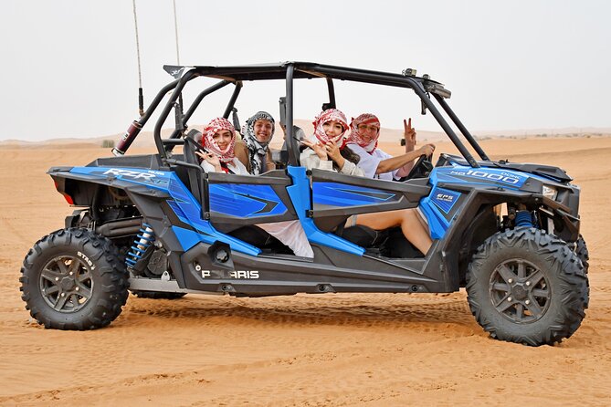 All in one Dubai Desert Safari ATV or Buggy Camelride BBQ Dinner - Thirty minutes of dune bashing, then sandboarding