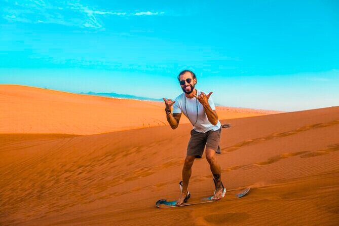 Desert Safari Dubai 30 Mins Quad Bike, Sand Board, Camel Ride BBQ - The drive from Dubai to Lehbab