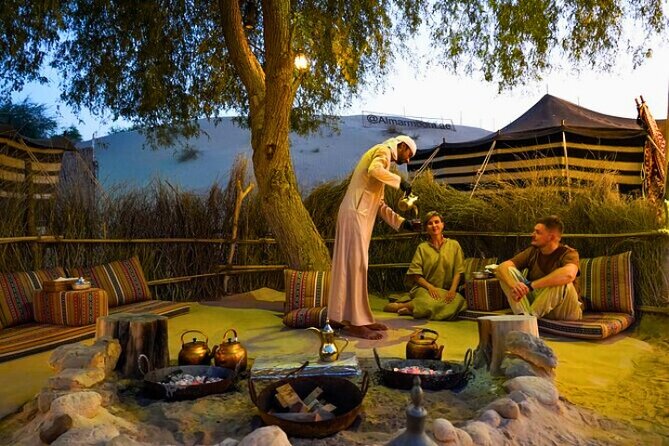 Desert Safari Dubai 30 Mins Quad Bike, Sand Board, Camel Ride BBQ - Inside the Bedouin-style camp