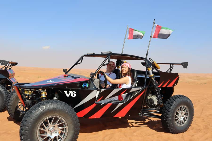 Dubai: 3000cc V6 Dune Buggy & Sandboarding -Private Tour - Arriving at the Lahbab red dunes