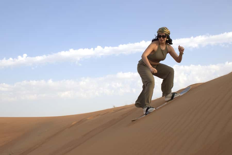 Dubai: 3000cc V6 Dune Buggy & Sandboarding -Private Tour - Sandboarding on the red dunes
