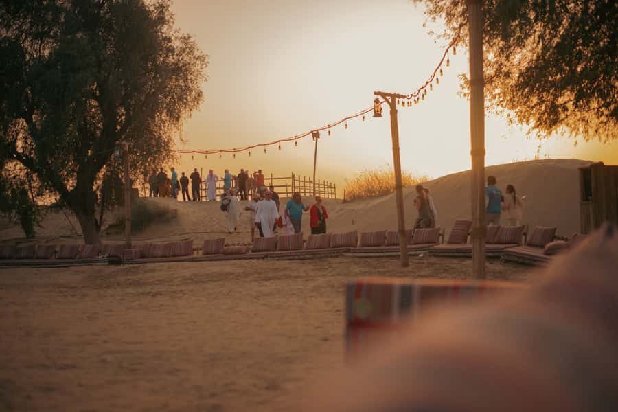 Dubai: Al Marmoom and Al Qudra Lakes Guided Tour with Dinner - Sunset back at Al Marmoom Reserve