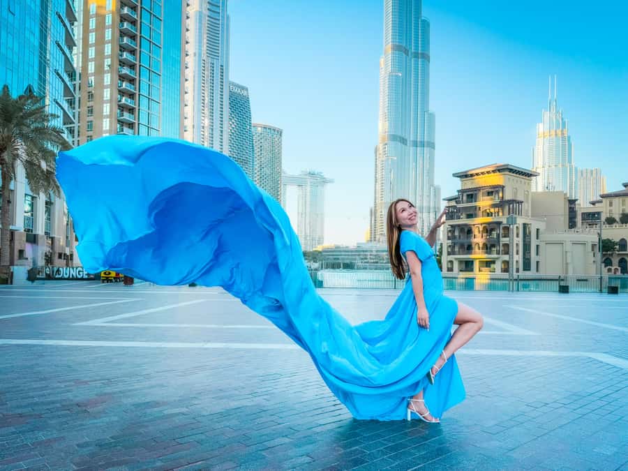 Dubai: Burj Khalifa Flying Dress Videography Shoot - Choosing the dress before you arrive