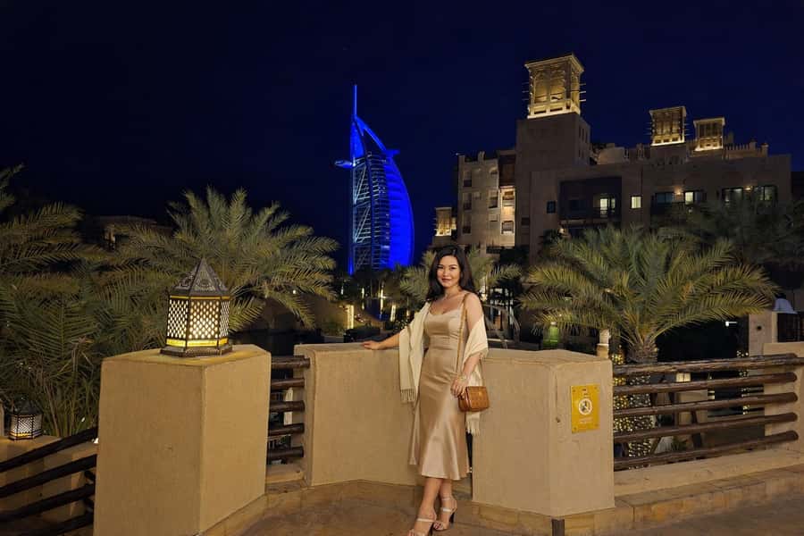 Dubai by Night with Burj Khalifa Entrance Ticket - Palm Jumeirah and the Atlantis view