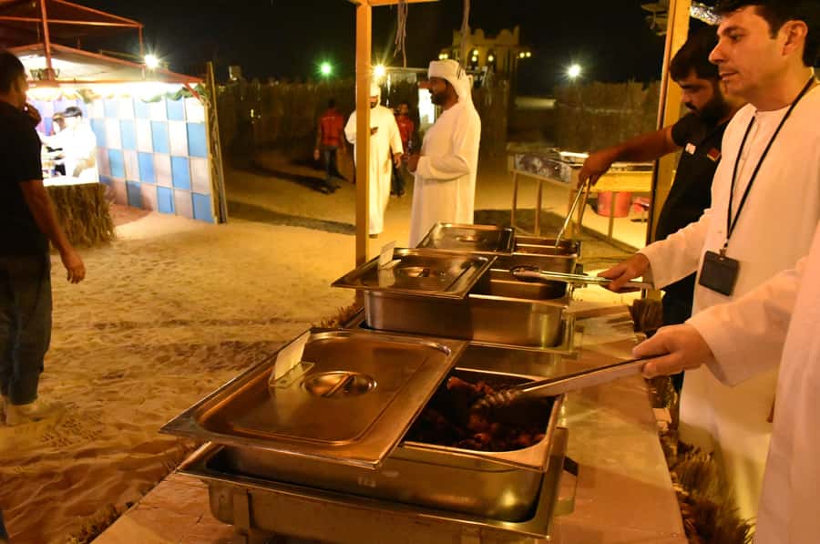 Dubai: Desert Safari, Camel Ride, and BBQ Dinner - A barbecue dinner with more than 20 food varieties