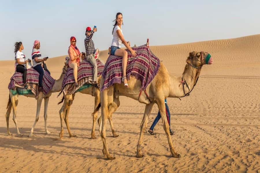 Dubai: Desert Safari Camel Riding, Sandboarding & BBQ Dinner - Dune bashing with drivers who know the sand