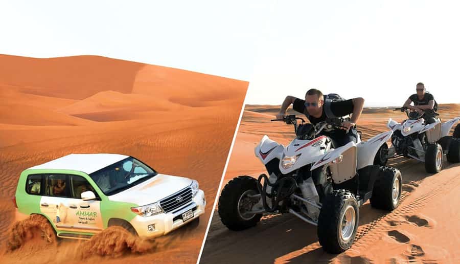 Dubai: Desert Safari, Quad Bike, Camel Ride and Sandboarding - First Look at Lahbab’s Red Sand