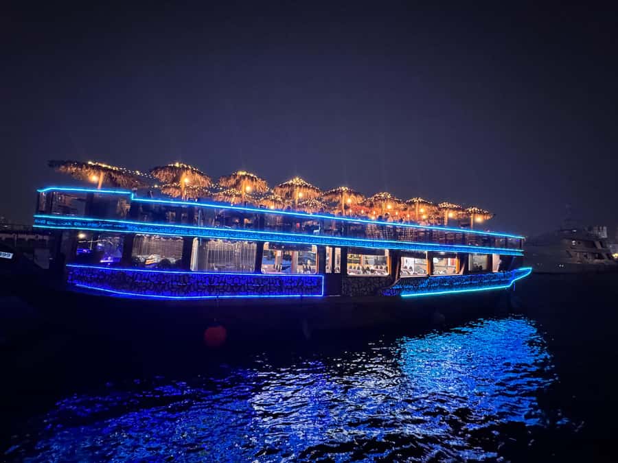 Dubai Dhow Cruise Creek,Marina Shows,Buffet & Drinks options - Two Dubai nights, two very different boat rides