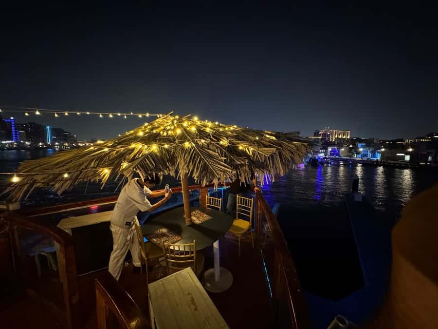 Dubai Dhow Cruise Creek,Marina Shows,Buffet & Drinks options - The dhow itself and where to sit
