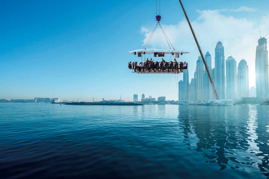Dubai: Dinner in the Sky Experience - The lift from Skydive Dubai to the Dubai skyline