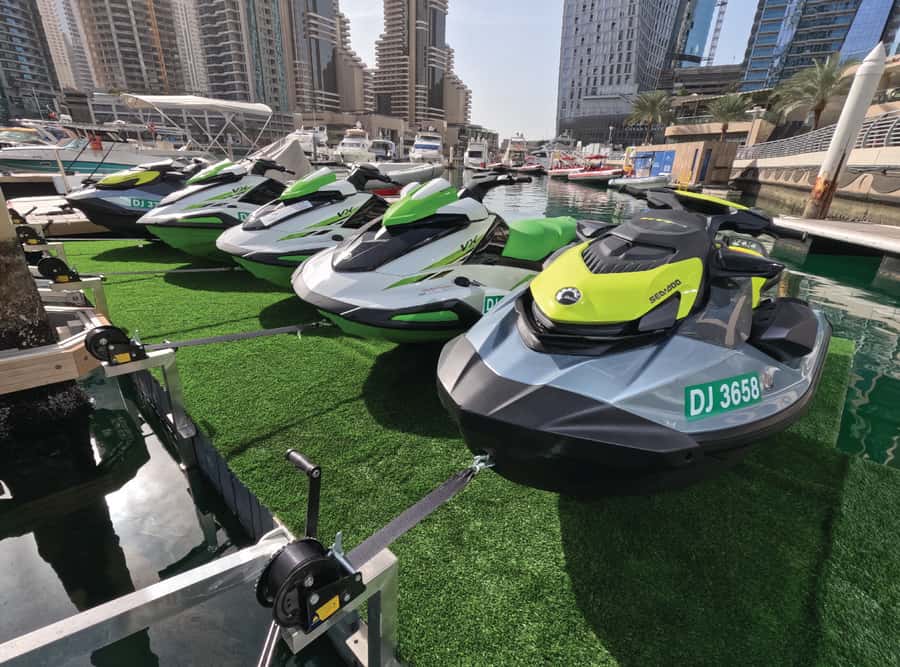 Dubai East: Guided JetsKi Ride with Sound System! - Ain Dubai and the Bluewaters skyline