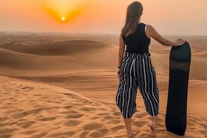 Dubai Evening Desert Safari With BBQ Dinner at Arabian Heritage - Sandboarding and sunset photography
