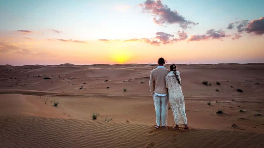 Dubai Fort Lisaili Desert: Quad, Buggy Ride & Free Souvenir - Sunset at the high dunes