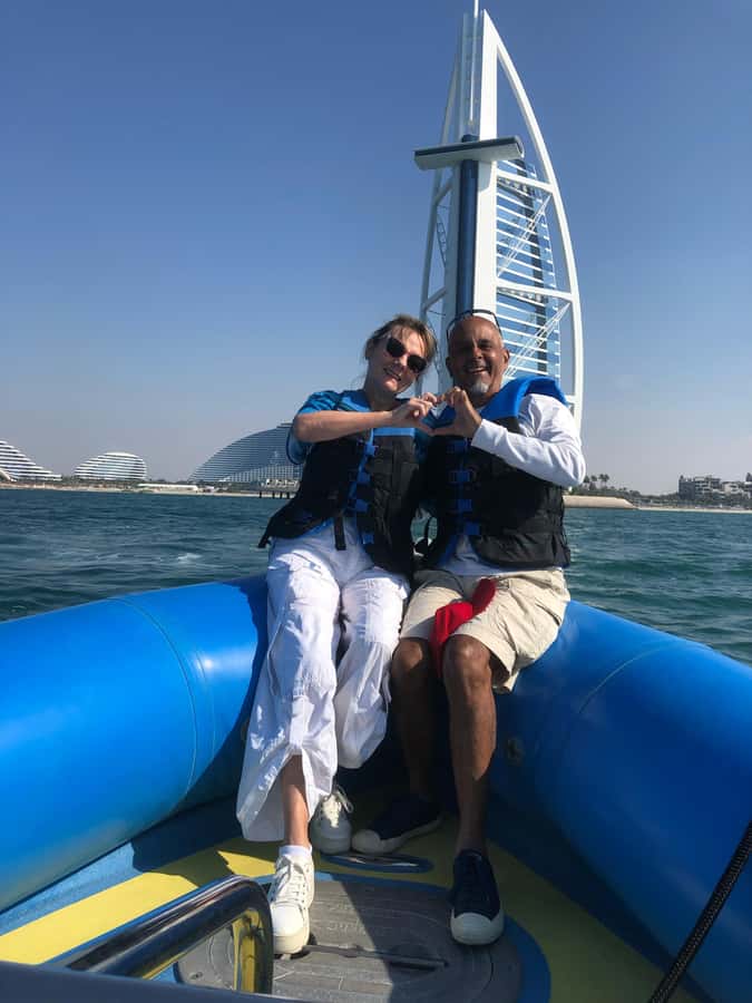 Dubai: Guided Speedboat Tour with City Sights & Ice Cream. - The Burj Al Arab photo stop