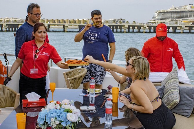 Dubai Harbour Super Yacht Experience with gourmet & Drinks - Choosing morning, brunch, sundowner, or nightfall