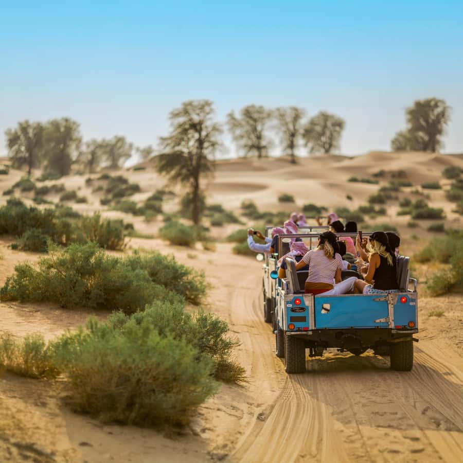 Dubai: Heritage Safari in Vintage Land Rover with Dinner - Hotel pickup and the road out of Dubai