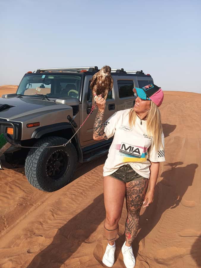 Dubai Hummer Safari Adventure & Traditional Dress Photoshoot - Sandboarding and the short camel ride