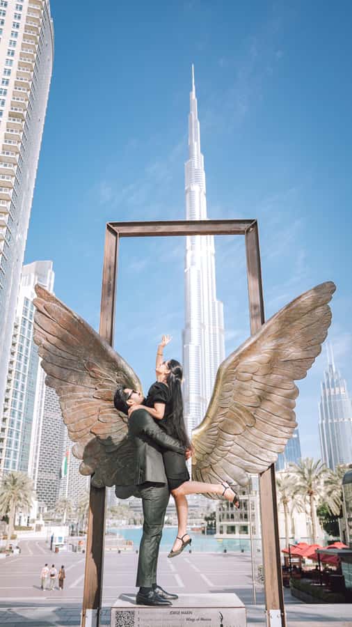 Dubai: Iconic Burj Khalifa Pre-Wedding Photoshoot - Dubai Mall Park Bridge for polished city portraits