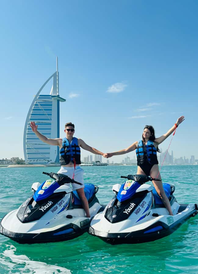 Dubai: Jet Ski Tour of Burj Al Arab & Atlantis the Palm - The return ride toward Dubai Marina and Burj Khalifa