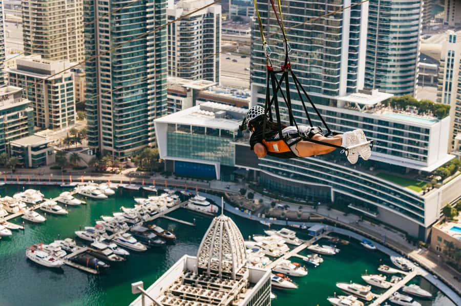 Dubai: Marina Ziplining with Photos, Video and Meal - The 170-meter platform and the moment of release