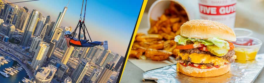 Dubai: Marina Ziplining with Photos, Video and Meal - Riding beside a friend on parallel lines