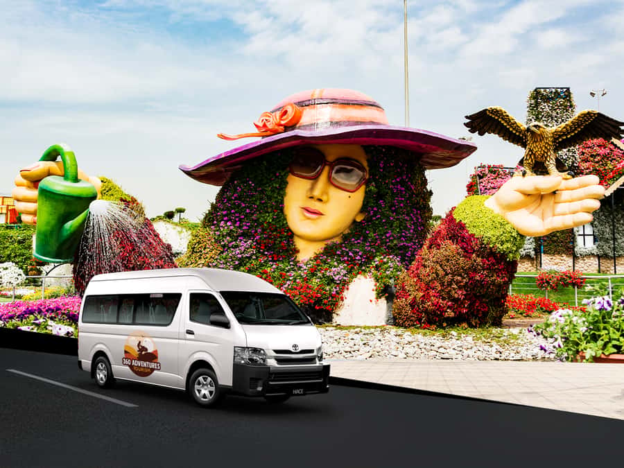 Dubai: Miracle Garden Entry Ticket with Hotel Transfer - The floating lady and the best photo stops