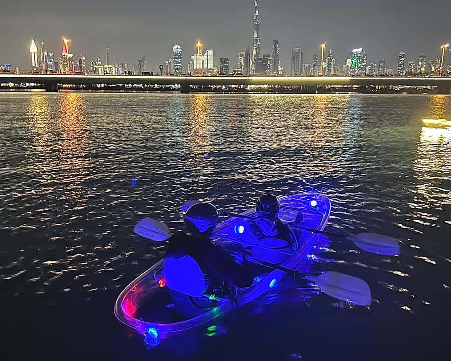 Dubai: Night Kayaking Tour - Paddling toward the Burj Khalifa view