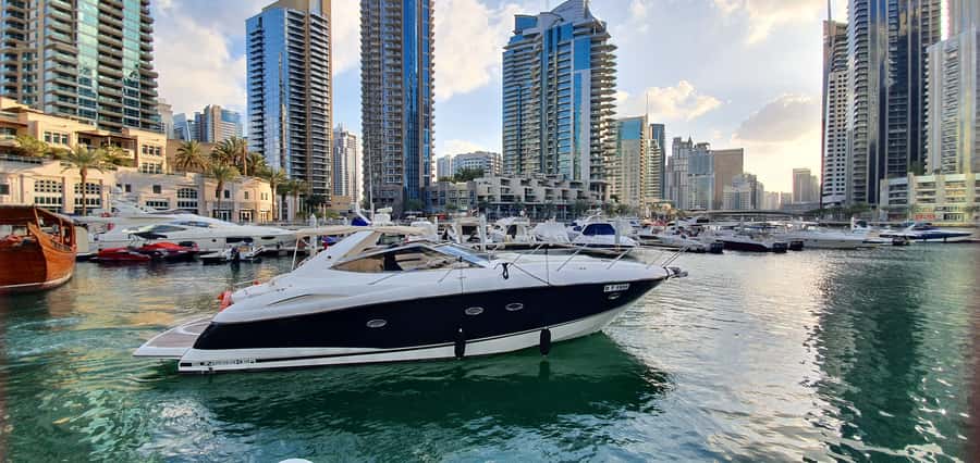 Dubai: Private Boat Cruise from Dubai Marina up to 12 people - From Dubai Marina Walk to Jumeirah Beach Residence
