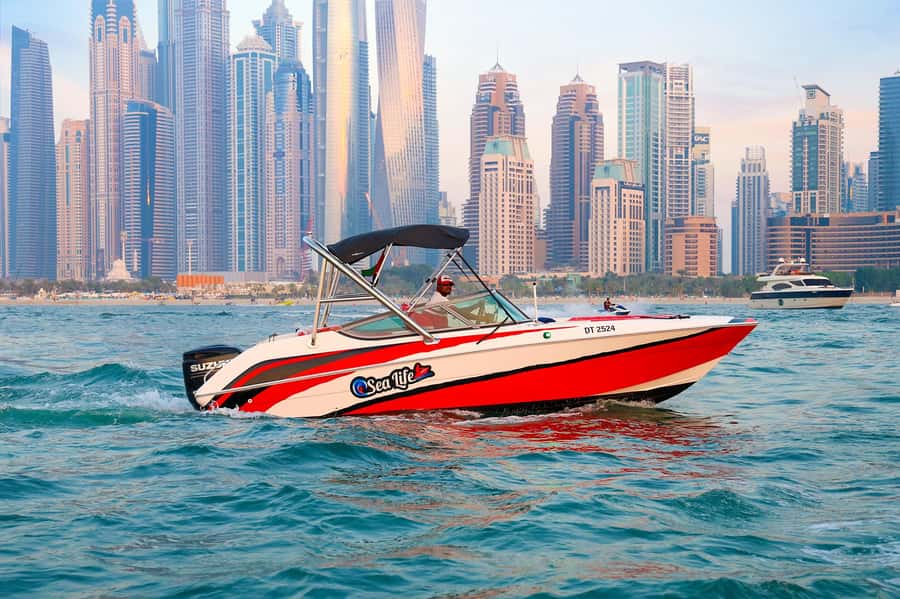 Dubai: Private Boat Tour - JBR/Burj Al Arab/Atlantis options - Ain Dubai and Bluewaters Island from offshore