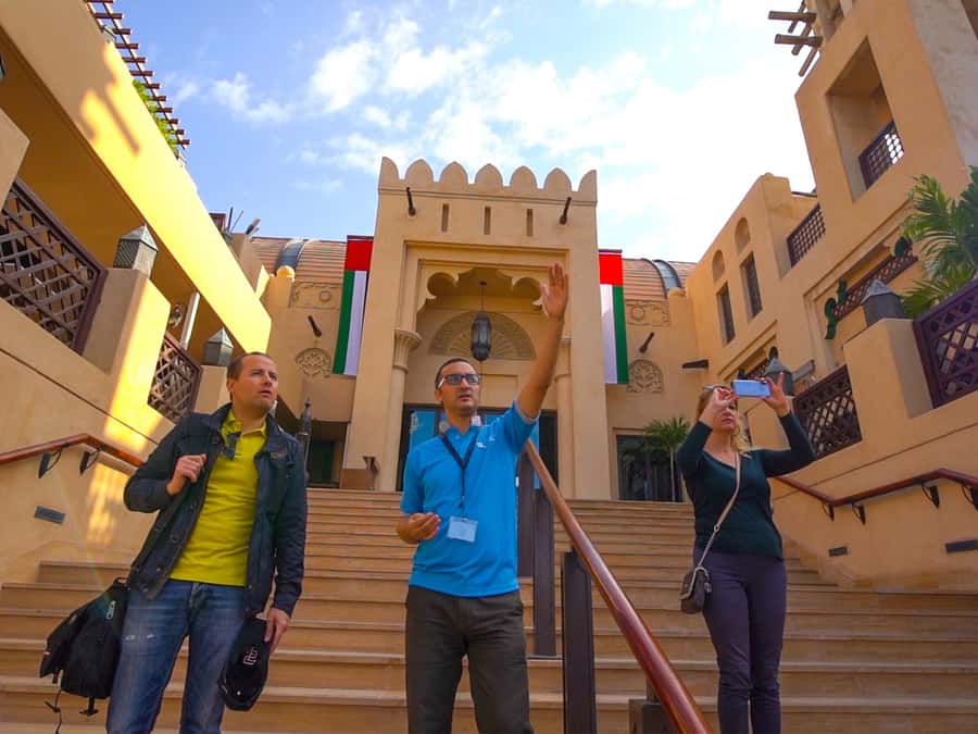 Dubai Private Top Attractions, Premium Vehicle & Street Food - Souk Madinat and the Burj Al Arab view