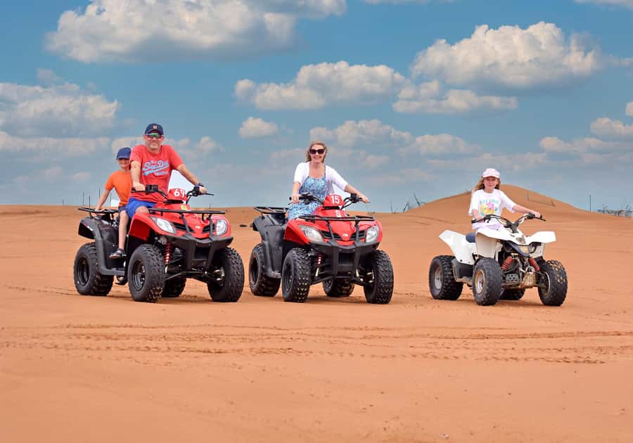 Dubai: Red Dunes Evening Quad Bike, Dune Blast with BBQ - The 45-minute Lahbab stop