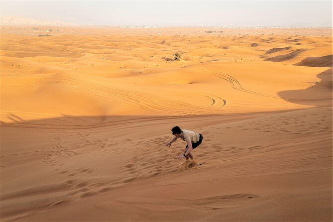 Dubai Red Dunes with Sandboarding, Camel Ride, Falcon & VIP Camp - Sunset and falcon photos fill the quiet gap