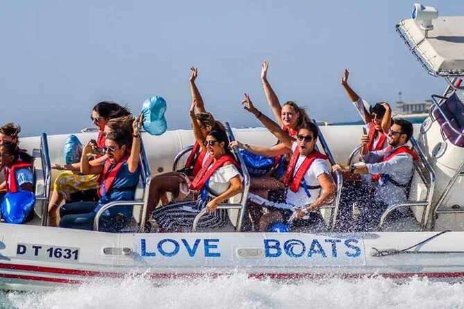 Dubai Speedboat Tour, Marina, Atlantis, Palm & Burj Al Arab - The Palm Jumeirah from its outer curve
