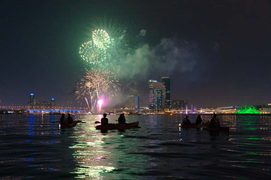 Dubai: Sunset/Night Dubai Creek Kayak Tour - Paddling toward old Dubai