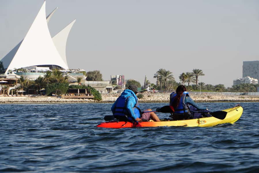 Dubai: Sunset/Night Dubai Creek Kayak Tour - Finding the marina beside Vida Hotel