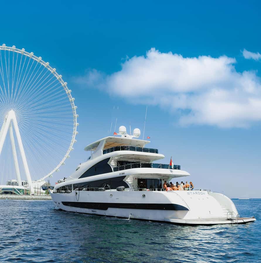 Dubai: Superyacht Experience with Live Music & Drinks - The route past JBR, Palm Jumeirah, and Ain Dubai