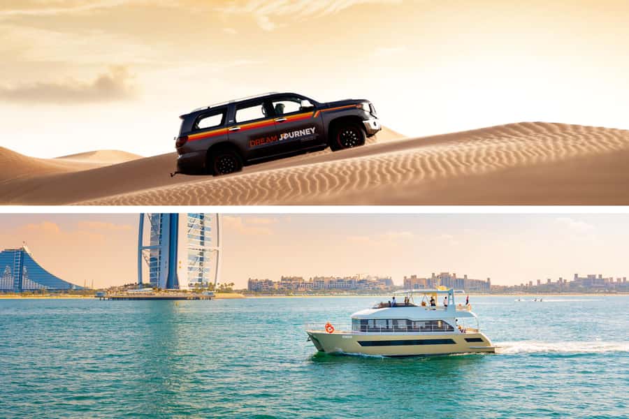 Dubai Waves & Dunes: Luxury Yacht Cruise w/ Red Dunes Safari - Lahbab’s red dunes and the first photo stop