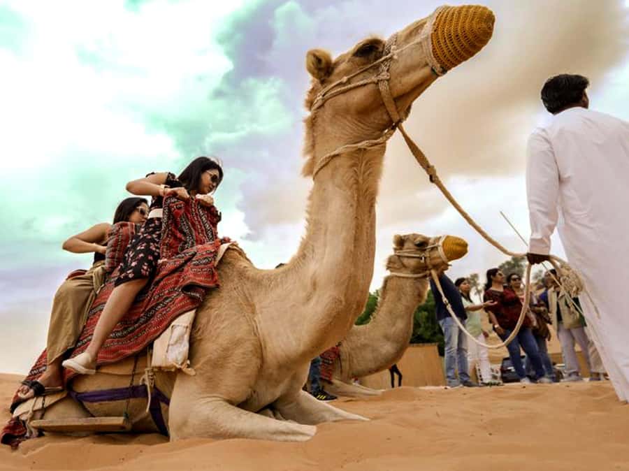 Evening Desert Dune Bashing by 4<em>4 Vehicle – Key points at a glance’ /></p>
<ul>
<li><strong>A full 45 minutes of dune bashing:</strong> This is longer than a quick photo-stop ride and provides the evening’s biggest thrill.</li>
<li><strong>A Bedouin Oasis dinner camp:</strong> Settle in for BBQ food, regional dishes, tea, coffee, snacks, and live entertainment.</li>
<li><strong>Pickup and drop-off in Ras Al Khaimah:</strong> You do not need to arrange your own desert transport.</li>
<li><strong>More than just a jeep ride:</strong> Camel riding, sandboarding, henna painting, sunset views, and optional paid extras fill out the evening.</li>
<li><strong>Good family value for older children:</strong> Children under two are excluded, but several families enjoyed the ride and camp activities with older children.</li>
<li><strong>A few extras cost more:</strong> Photos, souvenirs, alcohol, and quad biking are not part of the $49 price.</li>
</ul>
<h2>Why the dune ride is the heart of the evening</h2>
<p><img width="900" height="674" decoding="async" src=
