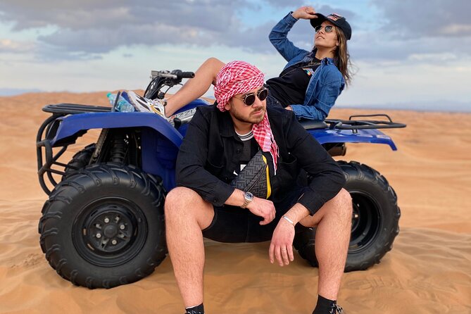Evening Quad Bike, Desert Safari in Dubai , BBQ Dinner and Shows - Sand boarding and the desert photo stop
