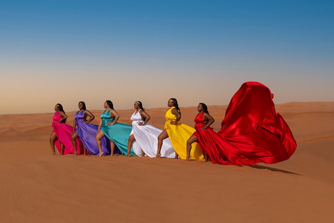 Flying dress photoshoot activity in Dubai - One hour means you need to use every pose
