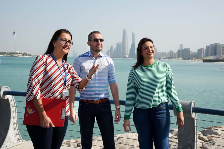 From Dubai: Full Day City Tour, Grand Mosque, Qasr Al Watan - Yas Island, Ferrari World, and Yas Circuit from the road