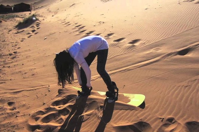 Morning Thrill: Exciting Desert Safari Adventure Camel Ride Dubai - Sandboarding on the tall dunes