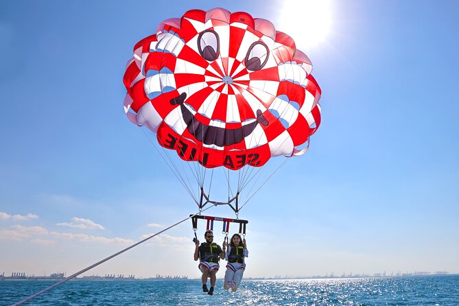 Parasailing in Dubai with Palm Jumeirah and JBR Beach views - Is $94.90 good value?