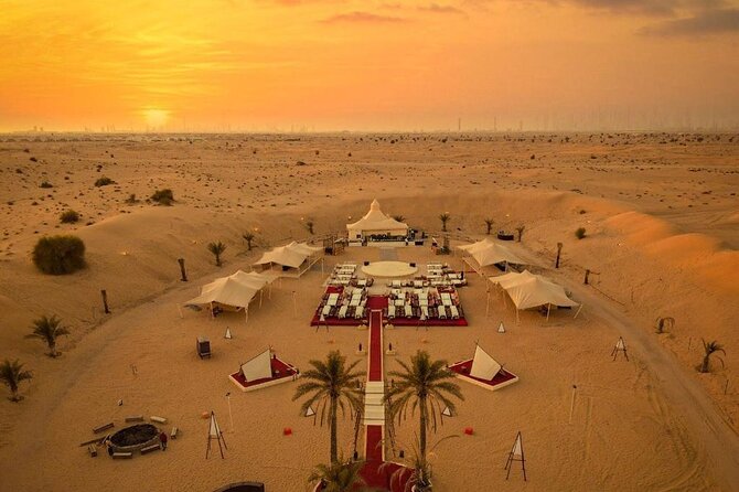 Premium Private Desert Safari with Camel Ride & Live BBQ Dinner - Arriving at the traditional desert camp