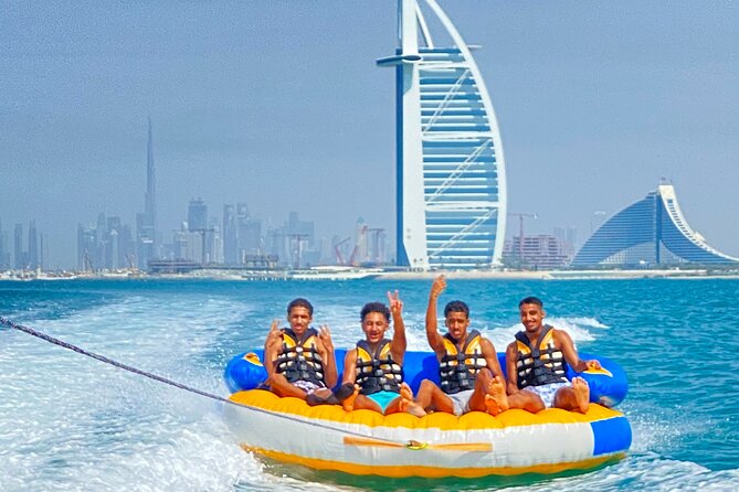 Private 60-min Group Tubing on Speedboat in Dubai - Tubing with Burj Al Arab behind you